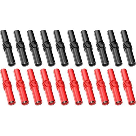 20 Stück 4-mm-isolierte Bananenstecker (weiblich auf weiblich), 4-mm-Verlängerungs-Bananenstecker-Adapter für elektrische Prüfungen (1/5)