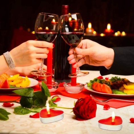 Bougie Chauffe Plat, Bougies 50 pcs,Decorative Bougie Coeur,Pour Mariage,Anniversaire,FiançAilles,Cadeaux Romantiques,Rouge (1/4)