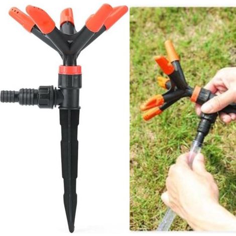 Aspersor automático de jardín, Rotación de 360°, 5 brazos, Altura ajustable, Sistema de riego, Aspersor giratorio para césped, Aspersor (1/5)