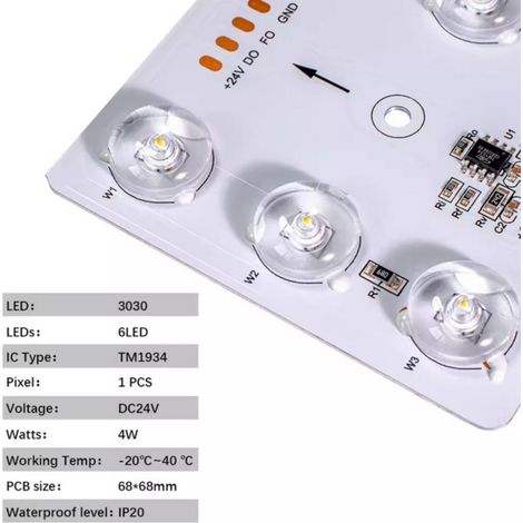 24V™ 1934 monochrome streaming, 3030 recording resume, 1W, 95Hz, 3-level color tolerance, 6 LEDs, 7070
