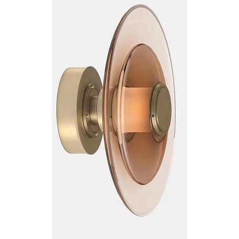 Suspension en Verre Ambre 40 cm, Luminaire Moderne et Créatif pour Salle à Manger, Plafonnier Rond Design ou Applique Murale de Chevet