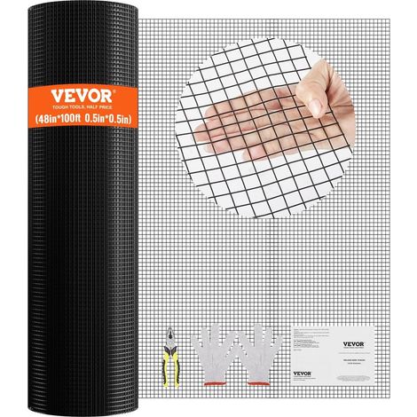 Grillage à Poules Rouleau Grillage Galvanisé PVC Noir 1220x30480 mm Clôture Enclos Volailles Maille 12,7 mm (1/5)