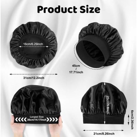 Bonnet Satin Cheveux Nuit, 2pcs Bonnet Soie Bonnet en Satin Bonnet de Nuit Bonnet Soie Cheveux Nuit Silk Bonnet Femme Élastique (1/3)
