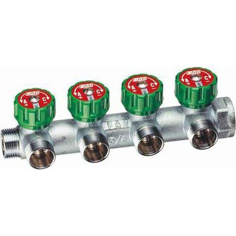 Collettore far 4 vie 3/4" multifar componibile per impianti acqua multistrato