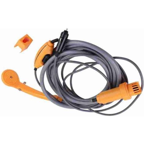 Douche de Camping Portable - - Débit Réglable 2,5 L/min, Étanche, 12V DC, pour Hygiène en Extérieur (Orange) (1/4)