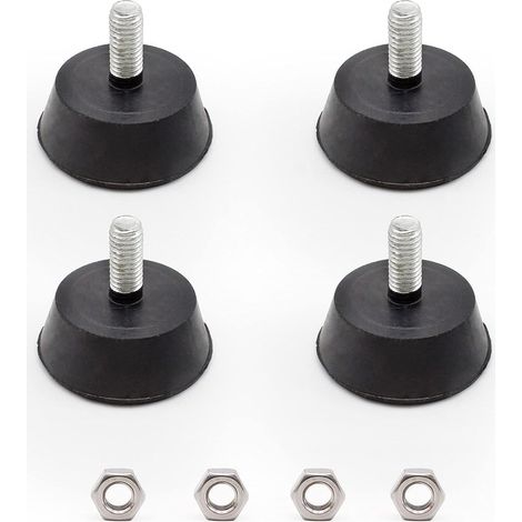 Verstellbare Füße M6 – 4er-Set – Stahl und Gummi – rutschfest – für verschiedene Möbel – Schwarz, 32 mm (1/5)