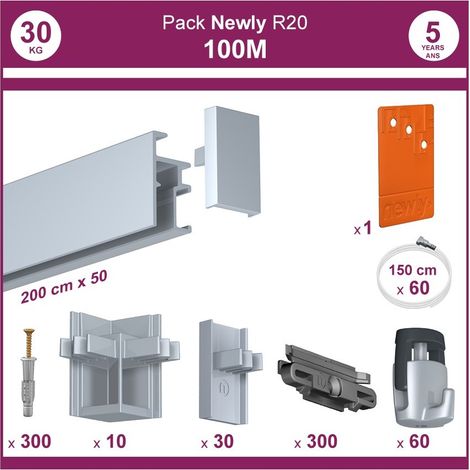 100 mètres Aluminium anodisé : Pack complet cimaise Newly R20 (1/5)
