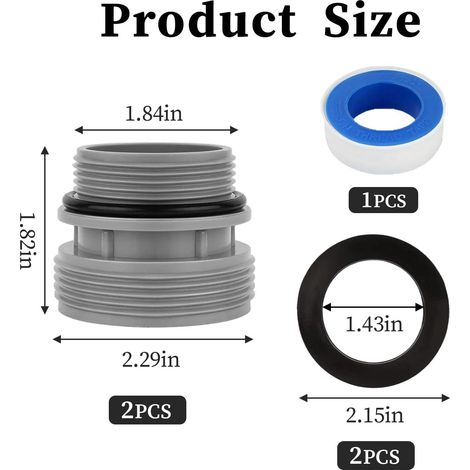 Adaptateur de Tuyau de Piscine, kit de Conversion de Pantalon D'adaptateur de Piscine 4560 pour 40 mm à 1 1/2 Pouces, compatible avec Pompes à Filtration Intex et Coleman, avec Sceau, 2 Pièces (1/4)