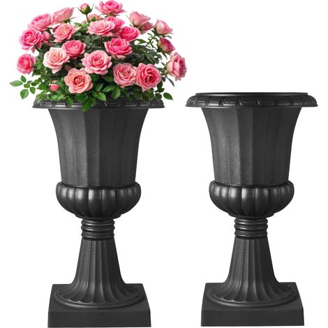 VEVOR Blumenspindel aus Kunststoff, 40x67 cm, 2er-Pack, Pflanzpokal. Pflanzkübel, Pflanzschale, schwarze Blumentöpfe, für die Veranda, Hochzeit, Party, Zuhause, Bühne, Balkon, Terrassendekoration (1/5)
