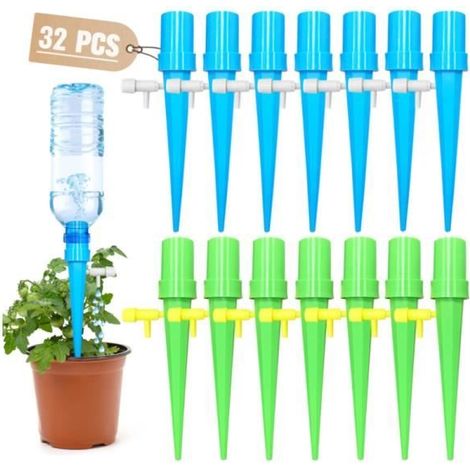 32 pcs Goutte à Goutte Bouteille, Arrosage Goutte a Goutte Vannes Réglables Irrigation Systeme Arrosage, Arroseur Automatique - sh (1/4)