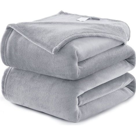 1 pièce Plaid Polaire Microfibre, Jeté de Canapé 150 x 200 cm, Couverture Légère et Respirante, Gris Argenté, pour Salon ou Voyage
