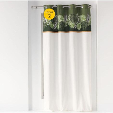 Lot de 2 rideaux tamisant 140 x 240 cm 100% coton + jute Guinée (1/3)