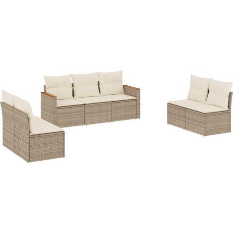 Maison Exclusive - Set sofás de jardín 7 piezas y cojines ratán s (1/5)