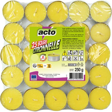 Mini Bougies Citronnelle Acto Répulsif Moustiques Naturel - Acto (1/4)
