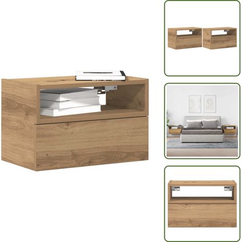 The Living Store Wand-Nachttische 2 Stk. Artisan-Eiche 45x26x28,5 cm - Nachtkommode (1/5)