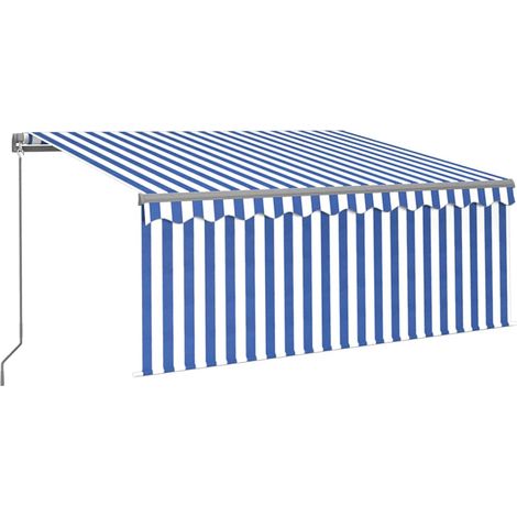 Maison Exclusive - Tenda Sole Retrattile Manuale con Parasole 3x2,5m Blu e Bianco (1/5)