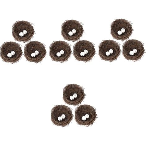12ensembles Nids Oiseaux Rattan Artificiel avec De Pâques Décorations Artisanales pour Maison Jardin Accessoires De Fête Printanière Noël (1/5)