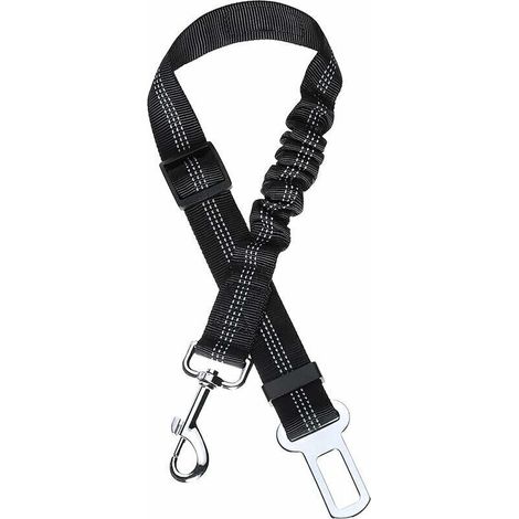 Ceinture pour Chien Ceinture Chien Voiture avec Système d'absorption des Chocs et Mousqueton Solide Réglable Harnais pour Chien et Chat, Noir (1/4)