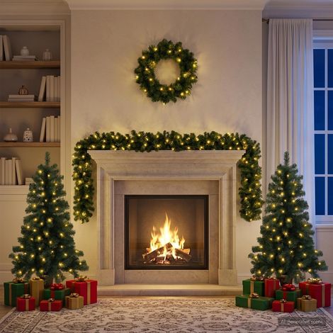 vidaXL Set de mini árboles de Navidad 120 cm 275 LED Blanco Cálido PVC (1/5)