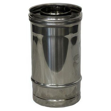 Tubo Doppia Parete Diam. 10/15 cm Lunghezza 50 cm in Acciaio Inox Coibentato 25 mm