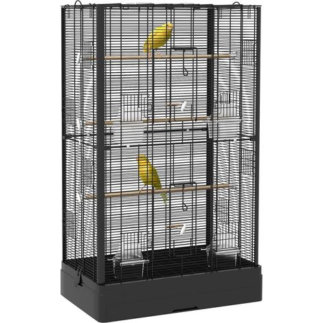 Pour intérieur habitat spacieux volière pour perruches et canaris avec échelles et accessoires noir (1/5)