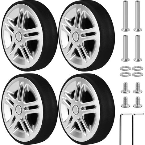 Lot de 4 roulettes de rechange pour valise, 50 x 11 mm, en caoutchouc résistant à l'usure, pour valise, valise, roulettes de rechange, roues de rechange