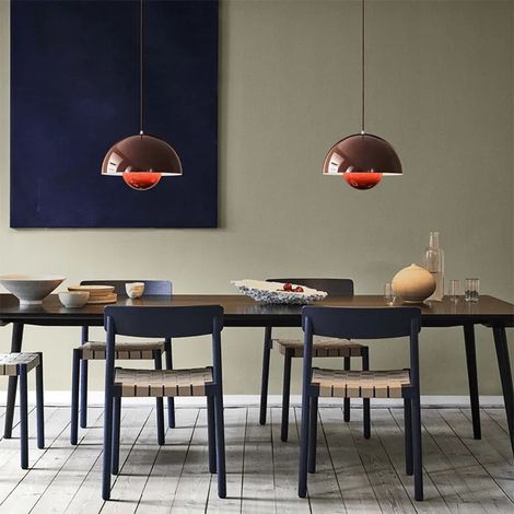Lustre, Suspension Moderne, Plafonnier Suspendu Avec Ampoule, Luminaires De Décoration Intérieure, Lumière Chaude, 23 Cm (Rouge) (1/2)
