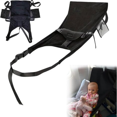 Cuna de avión para bebés，extensión de asiento portátil y reposapiés，hamaca como equipaje de mano，para dormir en aviones y en coches