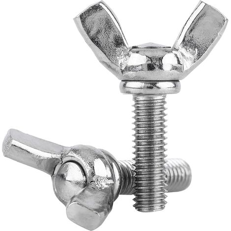 Lot de 5 vis à oreilles entièrement filetées M6 DIN316 en acier inoxydable 304 (M6 x 12 mm) (1/2)