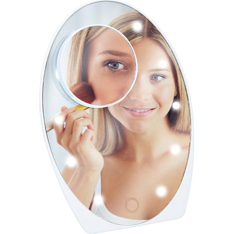 Specchio Ovale per Trucco Makeup Luci Led e Regolazione Touch Ingrandimento 5x