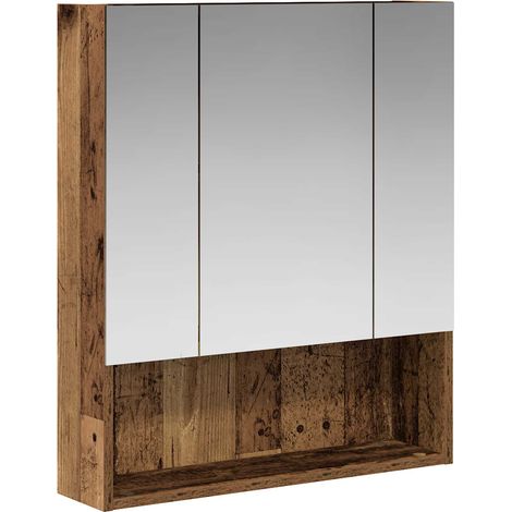 Maison Exclusive - Badezimmerspiegelschrank mit Regal Altholz 60