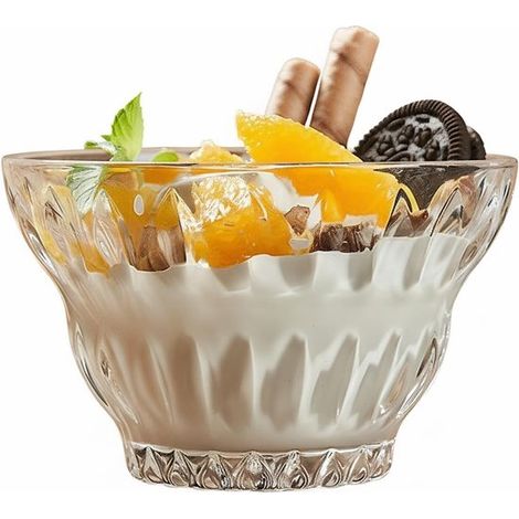 Bol de postre de cristal con diseño de cristal (320 ml), Elegante bol para helado y pudín, yogur y fruta, Estilo moderno y reutilizable (1/5)