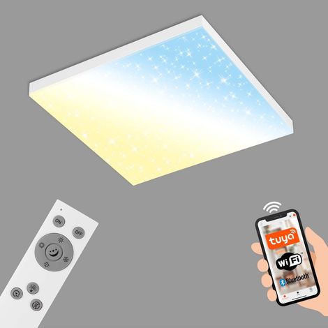 Plafonnier LED plat Smart Home, télécommande, lampe LED, plafonnier LED, lampe de salon, panneau LED, lampe de chambre, lampe de couloir, 45x45x6,9 cm, blanc (1/5)