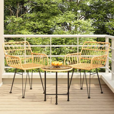Lot de 3 Ensemble à manger,Mobilier de salle à manger de jardin Résine tressée HH48055 (1/5)
