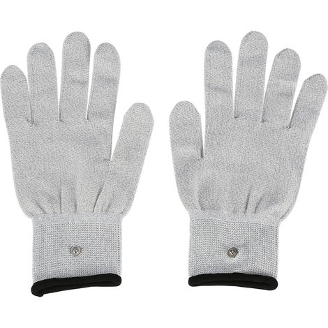 1 paire de gants de massage à électrodes conductrices pour appareil TENS, fils conducteurs d'électrothérapie (M) (1/5)
