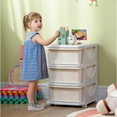 MEUBLIV Mobile contenitore per bambini 37 x 37 x 56,5 cm bianco crema – 3 cassetti, seduta (1/5)