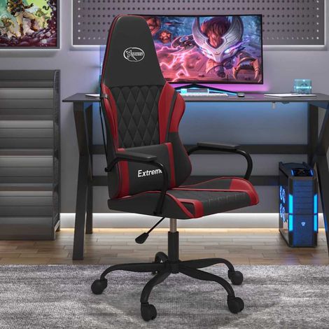 vidaXL Silla gaming cuero sintético negro y rojo vino tinto (1/5)