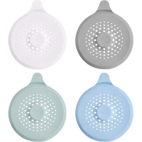 4 Pcs Silicone Drain Protector, 14cm Kitchen Sink Filter with Suction Cup, Bathtub Drain Cover Filter, Shower Hair Filter Uni