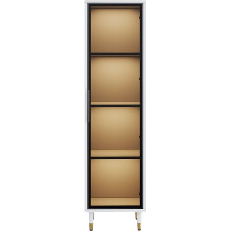 CAIziVitrine LED en verre, hauteur 170 cm – vitrine blanche autoportante avec socle, verre teinté et éclairage à couleurs changeantes – vitrine, bibliothèque, meuble à vin (1/5)