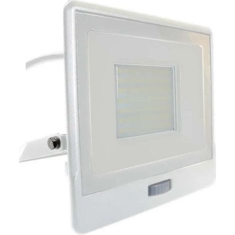 V-TAC 50W Samsung Chip LED Flutlicht mit PIR-Sensor, 1m Kabel, Weiß, Naturweiß, IP65