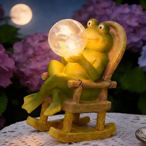 Statue de Grenouille Solaire, Statue Solaire de Jardin Grenouille Ornament Outdoor, avec LED pour Jardin Extérieur, Cadeau de Pendaison de Crémaillère (1/5)