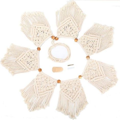 Tapisserie Murale Macramé - Fils Naturels Beige - Décoration Intérieure Boho - Pour Salon Chambre ou Bureau - 1 Pièce (1/5)