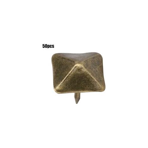Lot de 50 clous décoratifs rétro en fer bronze cyan pour portes et meubles, 19 x 20 mm