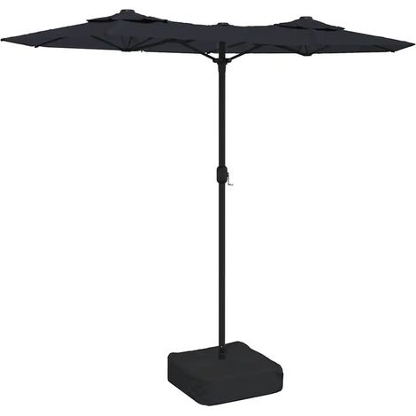 Sombrilla de jardín de doble cabeza 316 x 145 x 240 cm protección anti-UV diseño elegante de poliéster negro 020047391 (1/5)