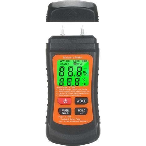 Hygrometer for wood, walls and paper backlit LCD screen 7 modes precise location of leaks. (1/4)