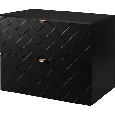 Mobile da bagno, Nero Opaco, 80 x 57 x 46 cm, Maniglie Dorate (1/5)