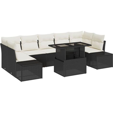 Garden Sofa Set with Cushion 8 pcs Black and Cream vidaXL (1/5)