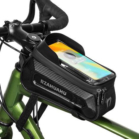 Sacoche de cadre de vélo, sacoche de guidon étanche, sacoche de téléphone, écran tactile et pare-soleil, accessoires de vélo essentiels, convient pour téléphone à écran tactile de 7,2 pouces (1/5)