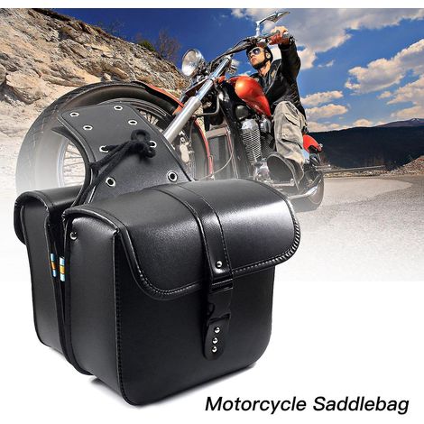 Großvolumige Motorradsatteltaschen mit PU-Werkzeugtasche für Honda/Yamaha/Suzuki – Schwarz/Braun