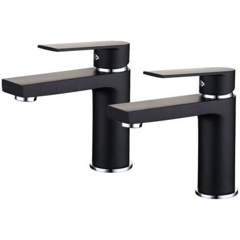 Robinet de salle de bain noir, design moderne, robinet de lavabo en laiton (1/3)